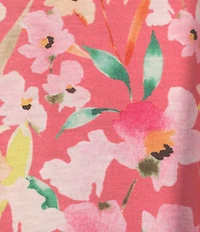 Allison Daley Living Floral Print 3/4 Sleeve Criss Cross V-Neck Knit Top