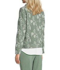 Allison Daley Long Sleeve Button Front Point Collar Embroidered Jacket