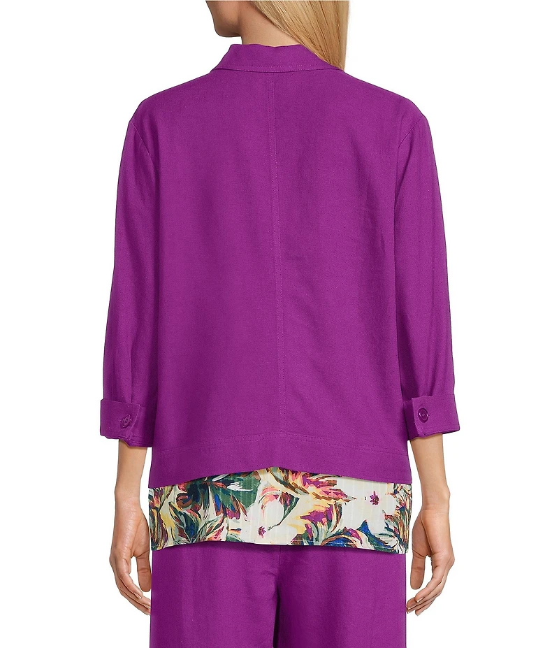 Allison Daley Long Sleeve Button Front Point Collar Soft Jacket