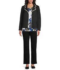 Allison Daley Long Sleeve Notch Lapel Button Front Novelty Trim Jacket
