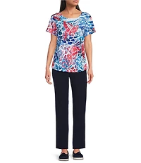 Allison Daley Multi Animal Print Short Sleeve Crew Neck Top