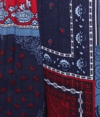 Allison Daley Navy Bandana Patchwork Pull-On Crinkle Soft Crop Pants