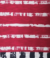 Allison Daley Patchwork Stripe Americana Short Sleeve Crew Neck Knit Top
