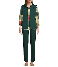 Allison Daley Petite Chevron Sleeveless Two Way Zip Up Woven Quilted Vest