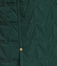 Allison Daley Petite Chevron Sleeveless Two Way Zip Up Woven Quilted Vest