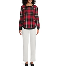 Allison Daley Petite Egret Full Length Straight Leg Pants