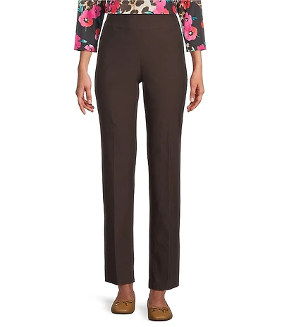 Allison Daley Petite Espresso Stretch Pull-On Straight Leg Pants