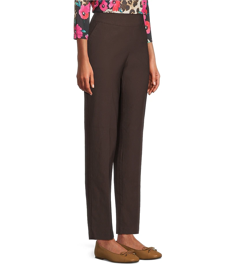Allison Daley Petite Espresso Stretch Pull-On Straight Leg Pants