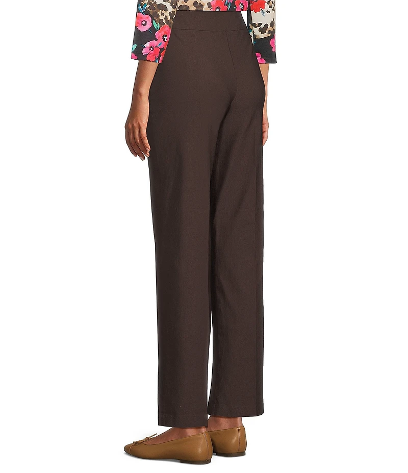 Allison Daley Petite Espresso Stretch Pull-On Straight Leg Pants
