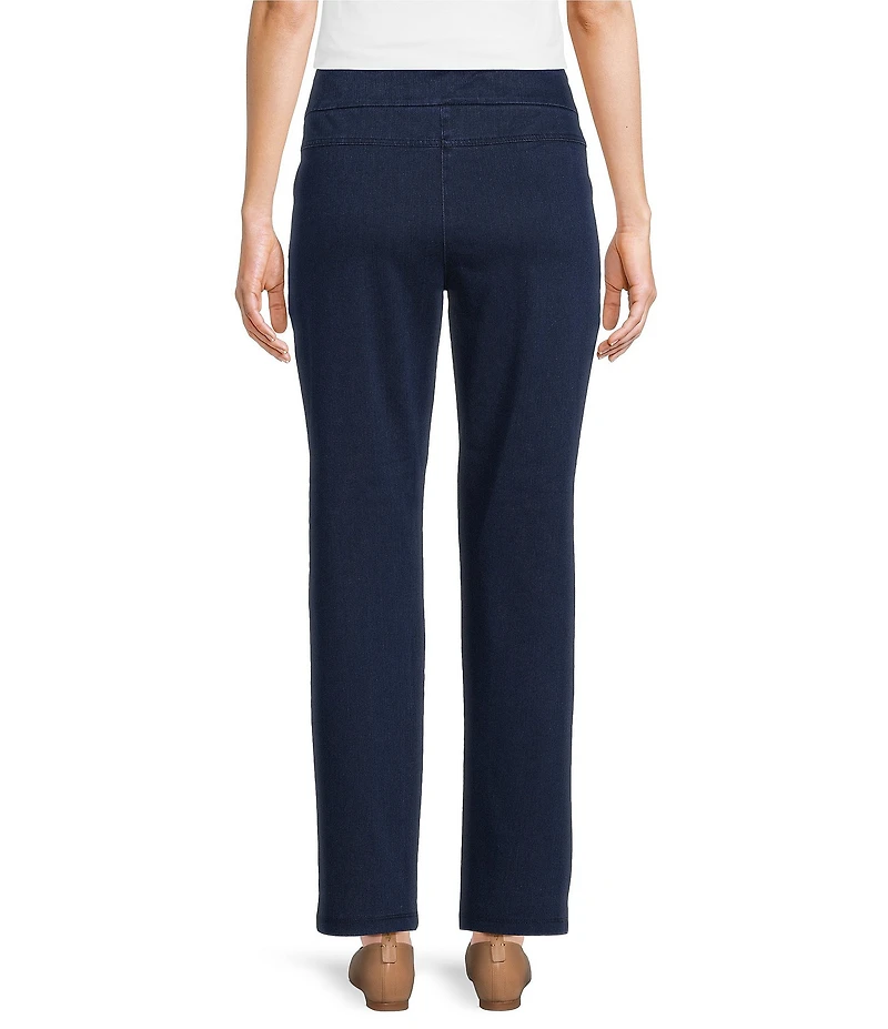 Allison Daley Petite Indigo Pull-On Waist Straight Leg Pants