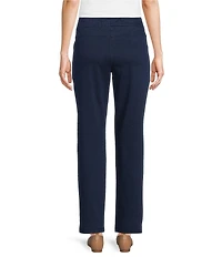 Allison Daley Petite Indigo Pull-On Waist Straight Leg Pants