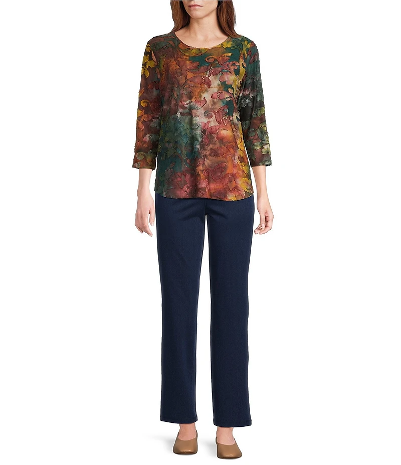 Allison Daley Petite Indigo Pull-On Waist Straight Leg Pants