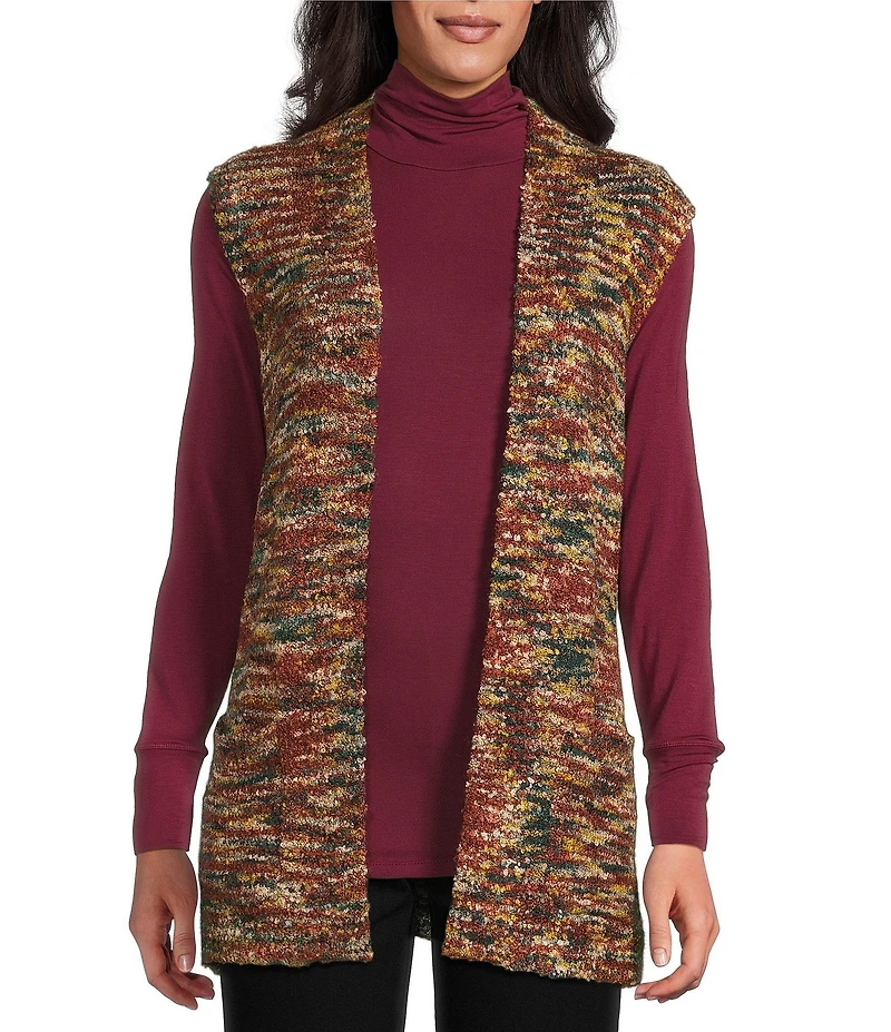 Allison Daley Petite Pine Grove Sleevless Open Front Sweater Vest
