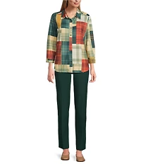 Allison Daley Petite Pine Grove Stretch Pull-On Straight Leg Pants