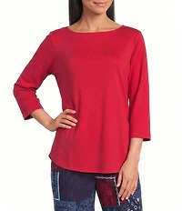 Allison Daley Petite Size 3/4 Sleeve Boat Neck Knit Top