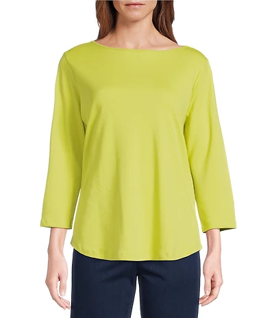 Allison Daley Petite Size 3/4 Sleeve Boat Neck Knit Top