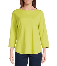 Allison Daley Petite Size 3/4 Sleeve Boat Neck Knit Top