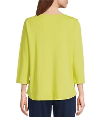 Allison Daley Petite Size 3/4 Sleeve Boat Neck Knit Top