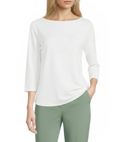 Allison Daley Petite Size 3/4 Sleeve Boat Neck Knit Top