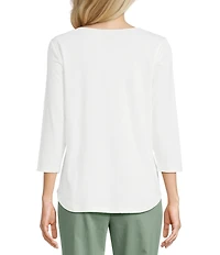 Allison Daley Petite Size 3/4 Sleeve Boat Neck Knit Top