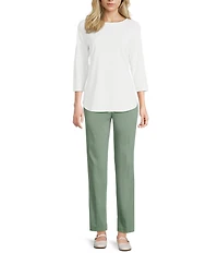Allison Daley Petite Size 3/4 Sleeve Boat Neck Knit Top