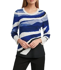 Allison Daley Petite Size 3/4 Sleeve Crew Neck Curve Hem Sweater