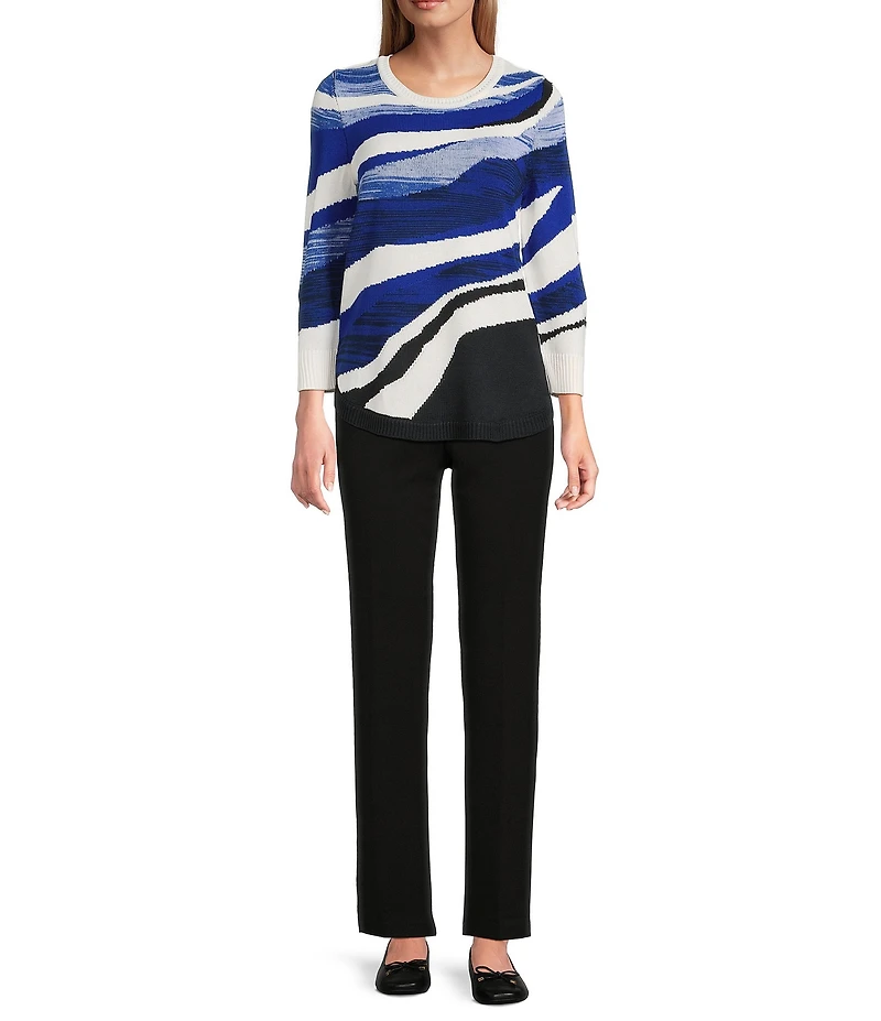 Allison Daley Petite Size 3/4 Sleeve Crew Neck Curve Hem Sweater