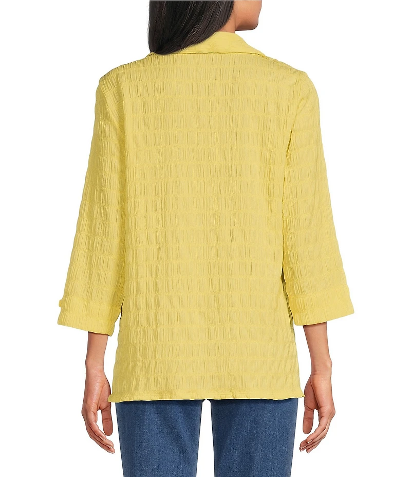 Allison Daley Petite Size 3/4 Sleeve Point Collar Button Front Knit Top