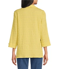 Allison Daley Petite Size 3/4 Sleeve Point Collar Button Front Knit Top