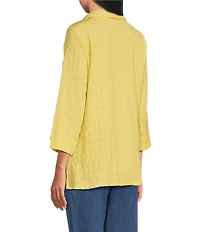 Allison Daley Petite Size 3/4 Sleeve Point Collar Button Front Knit Top
