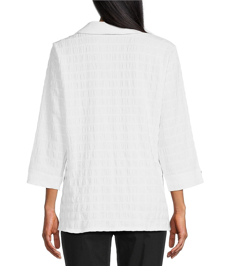 Allison Daley Petite Size 3/4 Sleeve Point Collar Button Front Knit Top
