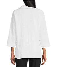 Allison Daley Petite Size 3/4 Sleeve Point Collar Button Front Knit Top