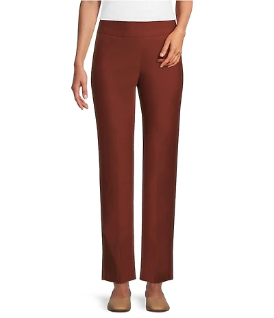 Allison Daley Petite Size Burnt Henna Stretch Pull-On Straight Leg Pants