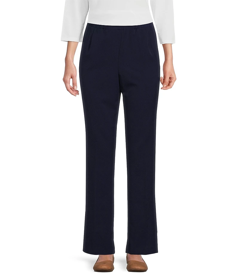 Allison Daley Petite Size City Stretch Straight Leg Elastic Waist Pull-On Pants