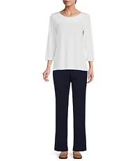 Allison Daley Petite Size City Stretch Straight Leg Elastic Waist Pull-On Pants