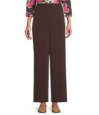 Allison Daley Petite Size Espresso Pull-On Straight Leg Pants