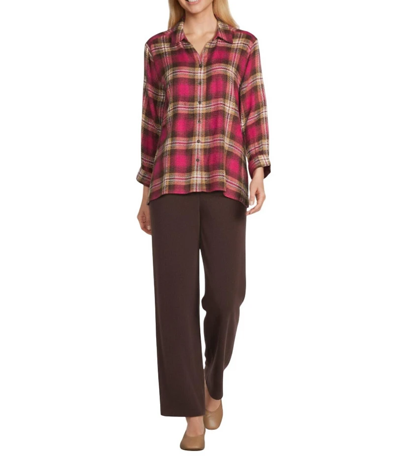 Allison Daley Petite Size Espresso Pull-On Straight Leg Pants