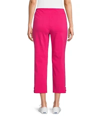 Allison Daley Petite Size Lattice Hem Pull-On Straight Leg Cropped Pants