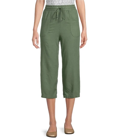 Allison Daley Petite Size Linen Blend Pull-On Capri Pants