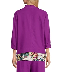 Allison Daley Petite Size Long Sleeve Button Front Point Collar Soft Jacket