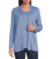 Allison Daley Petite Size Long Sleeve Open-Front Cardigan