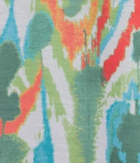 Allison Daley Petite Size Natural Ikat Print Short Sleeve Criss-Cross Keyhole Neck Short Sleeve Jersey Knit Top