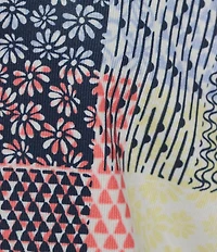 Allison Daley Petite Size Patchwork Print 3/4 Sleeve Point Collar Button Front Shirt