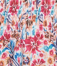 Allison Daley Petite Size Pomegranate Floral Vine Border 3/4 Tie Sleeve Keyhole Neck Knit Top