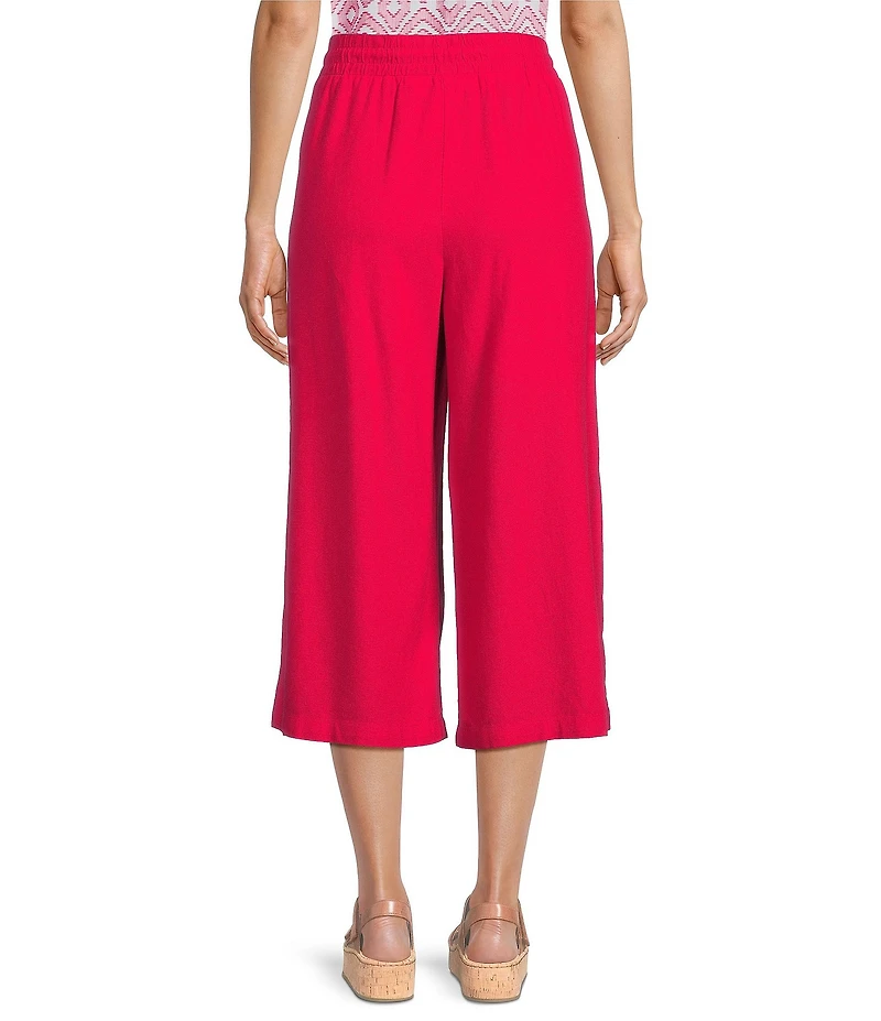 Allison Daley Petite Size Pomegranate Linen Blend Pull-On Capri Pants