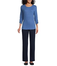 Allison Daley Petite Size Elastic Waist Stretch Pull-On Straight Leg Pants