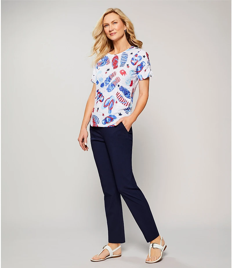 Allison Daley Petite Size Stretch Pull-On Straight Leg Pants