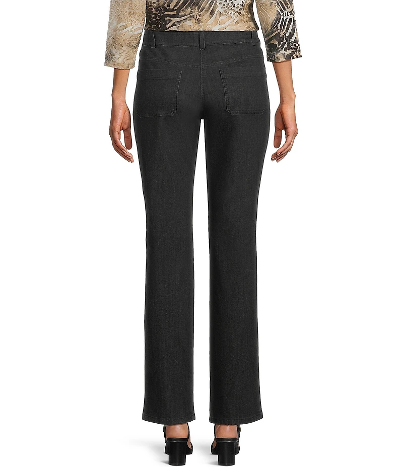 Allison Daley Petite Size Straight Leg Stretch Denim Elastic Waist Pull-On Embellished Pants