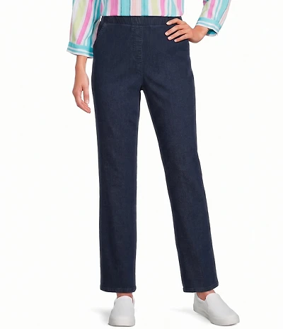 Allison Daley Petite Size Straight Leg Stretch Denim Pull-On Pants