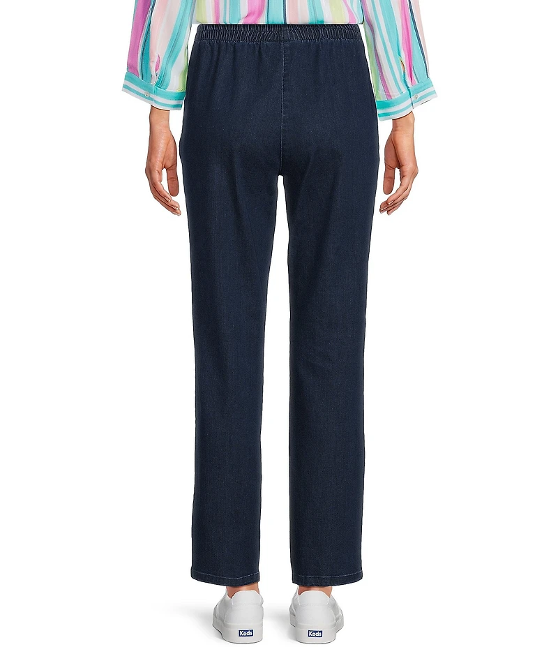 Allison Daley Petite Size Straight Leg Stretch Denim Pull-On Pants